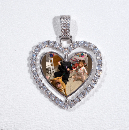 3D Spinning 2-Faced Heart Custom Picture Pendant