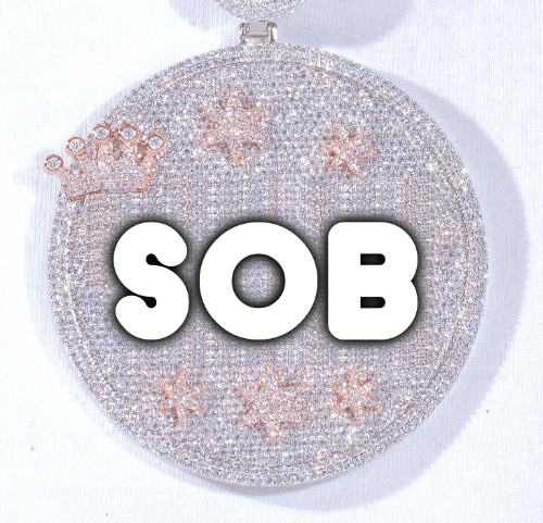 CUSTOM LETTER NECKLACE 3D BIG CROWN DISC