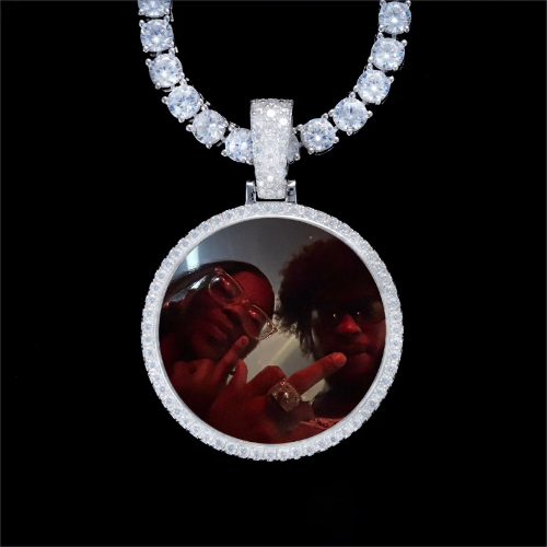 925S & VVS Moissanite 3D Circle Custom Picture Pendant