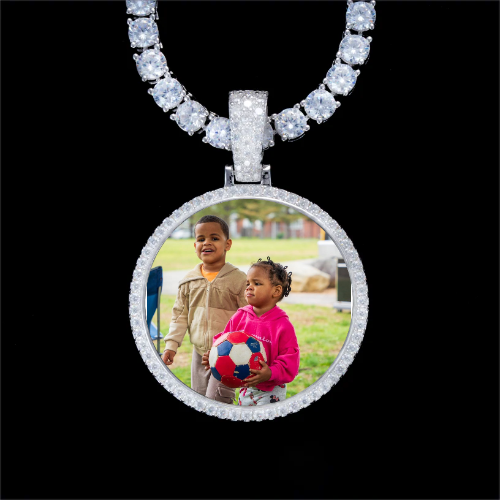 925S & VVS Moissanite 3D Circle Custom Picture Pendant