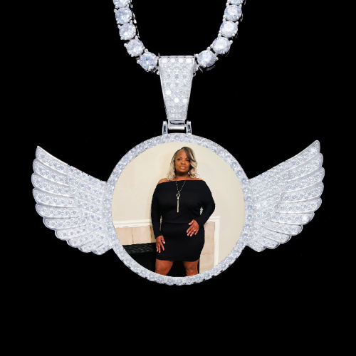 925S & VVS Moissanite 3D Wing Custom Picture Pendant