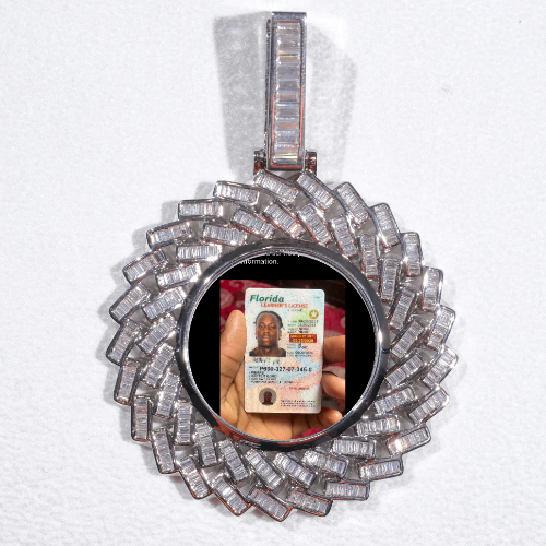 Large 3D Baguette Custom Picture Pendant