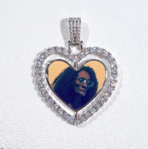 3D Spinning 2-Faced Heart Custom Picture Pendant