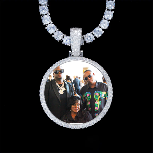 925S & VVS Moissanite 3D Circle Custom Picture Pendant