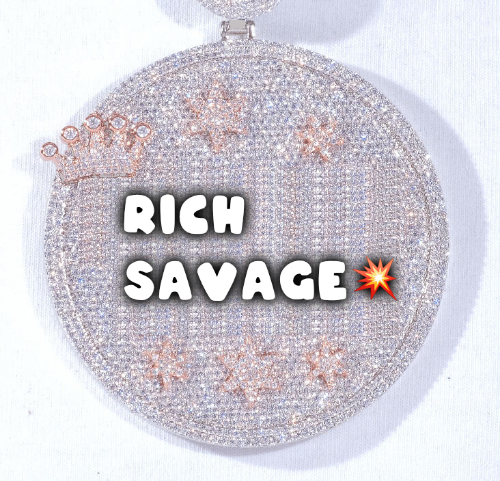 CUSTOM LETTER NECKLACE 3D BIG CROWN DISC