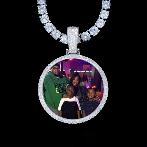 925S & VVS Moissanite 3D Circle Custom Picture Pendant