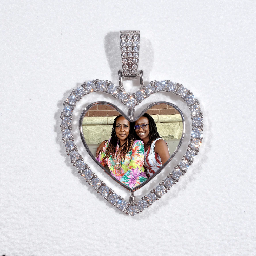 3D Spinning 2-Faced Heart Custom Picture Pendant