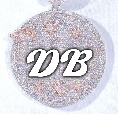CUSTOM LETTER NECKLACE 3D BIG CROWN DISC