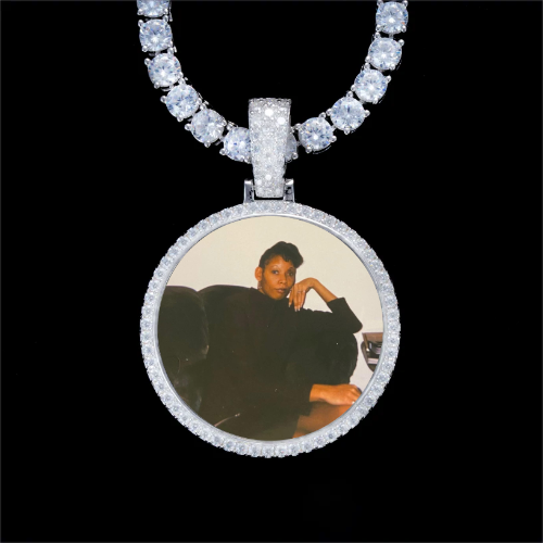 925S & VVS Moissanite 3D Circle Custom Picture Pendant