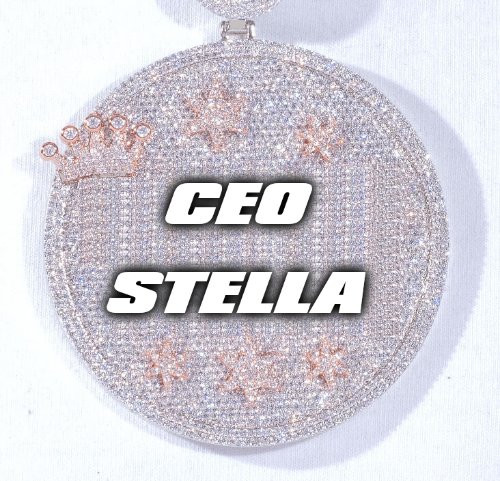 CUSTOM LETTER NECKLACE 3D BIG CROWN DISC