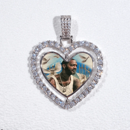3D Spinning 2-Faced Heart Custom Picture Pendant