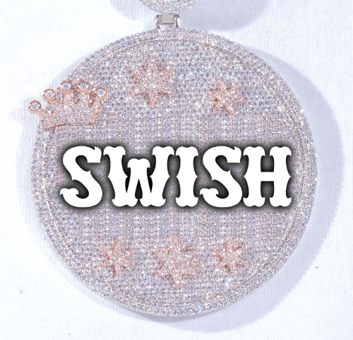 CUSTOM LETTER NECKLACE 3D BIG CROWN DISC