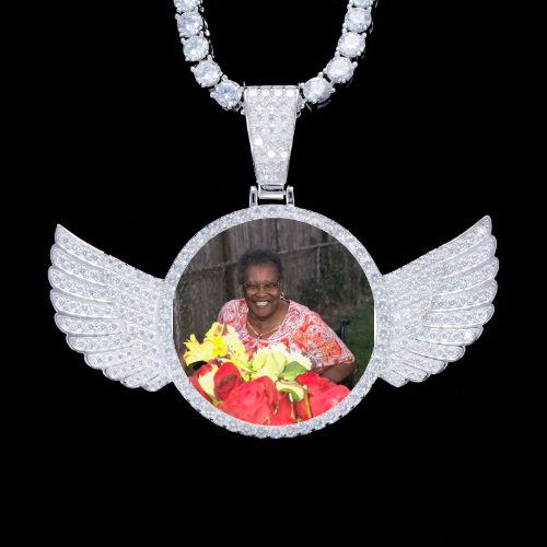 925S & VVS Moissanite 3D Wing Custom Picture Pendant