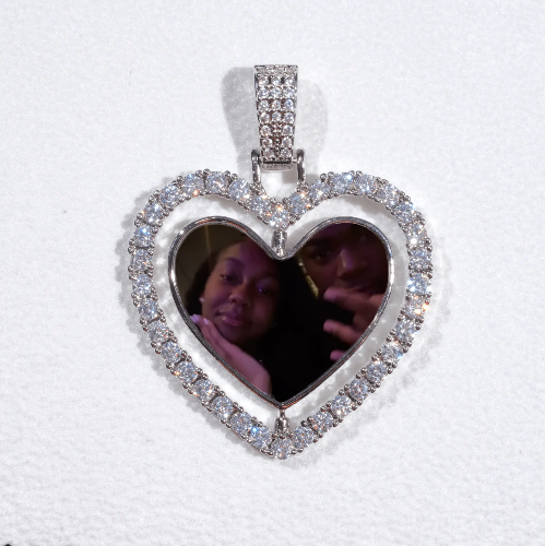 3D Spinning 2-Faced Heart Custom Picture Pendant