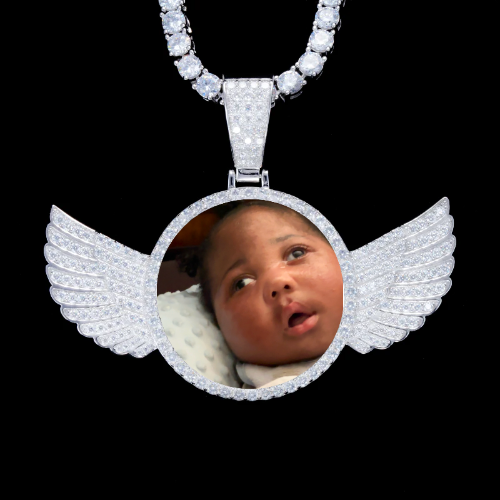 925S & VVS Moissanite 3D Wing Custom Picture Pendant