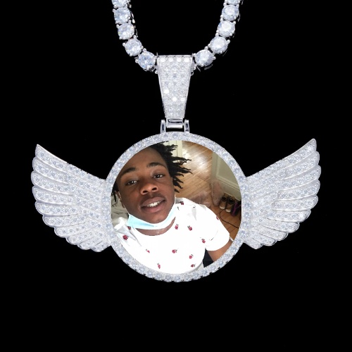 925S & VVS Moissanite 3D Wing Custom Picture Pendant