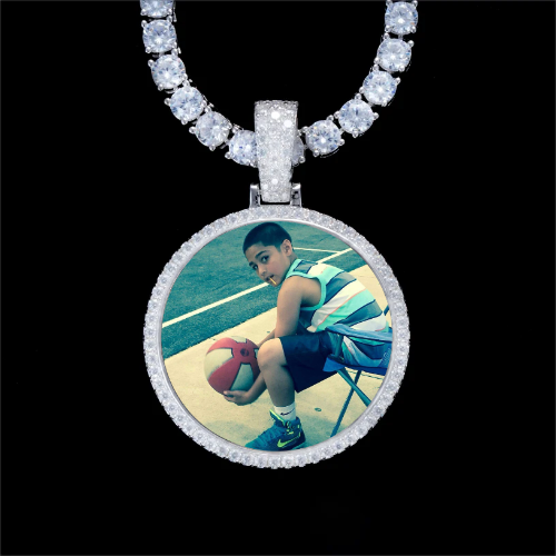 925S & VVS Moissanite 3D Circle Custom Picture Pendant