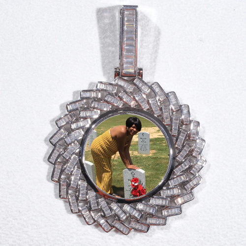Large 3D Baguette Custom Picture Pendant