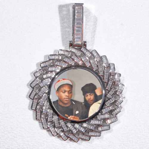 Large 3D Baguette Custom Picture Pendant