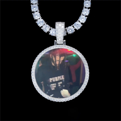 925S & VVS Moissanite 3D Circle Custom Picture Pendant