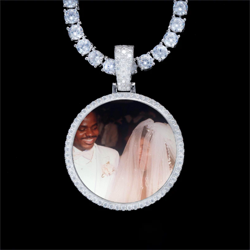 925S & VVS Moissanite 3D Circle Custom Picture Pendant