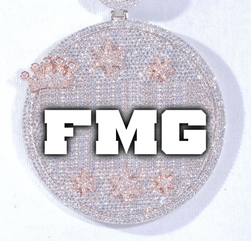 CUSTOM LETTER NECKLACE 3D BIG CROWN DISC