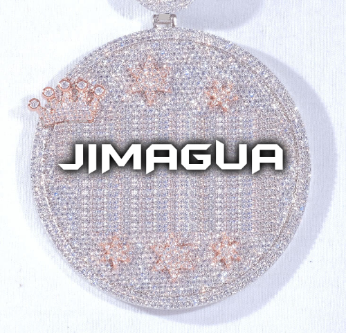 CUSTOM LETTER NECKLACE 3D BIG CROWN DISC