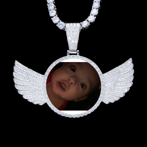 925S & VVS Moissanite 3D Wing Custom Picture Pendant