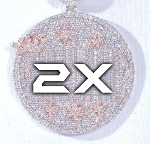 CUSTOM LETTER NECKLACE 3D BIG CROWN DISC