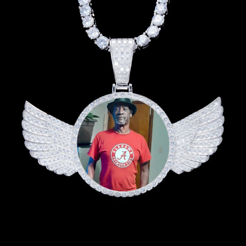 925S & VVS Moissanite 3D Wing Custom Picture Pendant