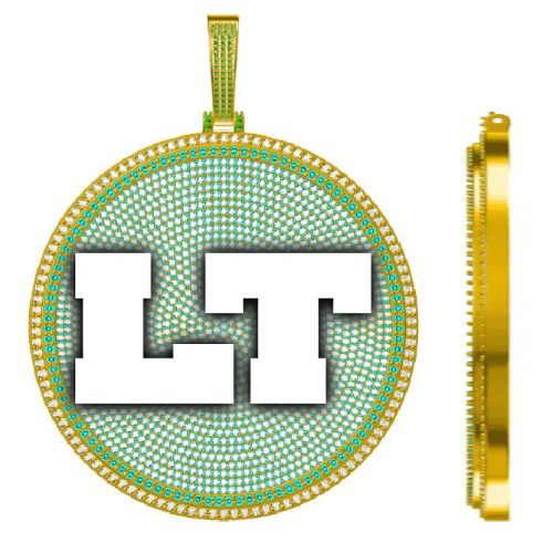 CUSTOM LETTER NECKLACE 3D BIG DISC