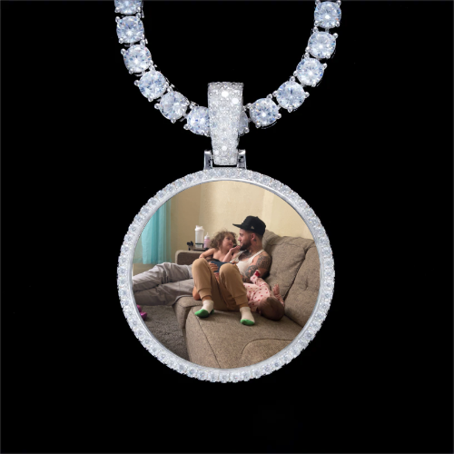 925S & VVS Moissanite 3D Circle Custom Picture Pendant