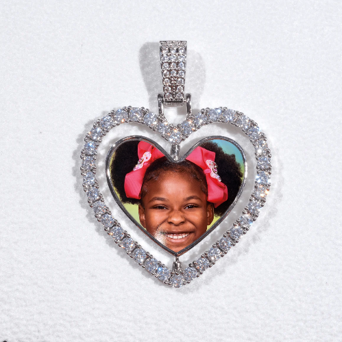 3D Spinning 2-Faced Heart Custom Picture Pendant
