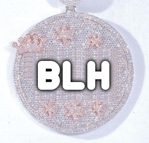 CUSTOM LETTER NECKLACE 3D BIG CROWN DISC