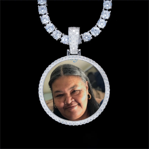 925S & VVS Moissanite 3D Circle Custom Picture Pendant