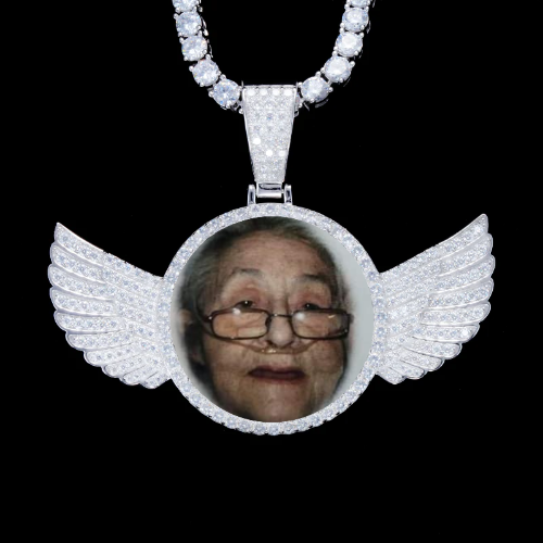 925S & VVS Moissanite 3D Wing Custom Picture Pendant