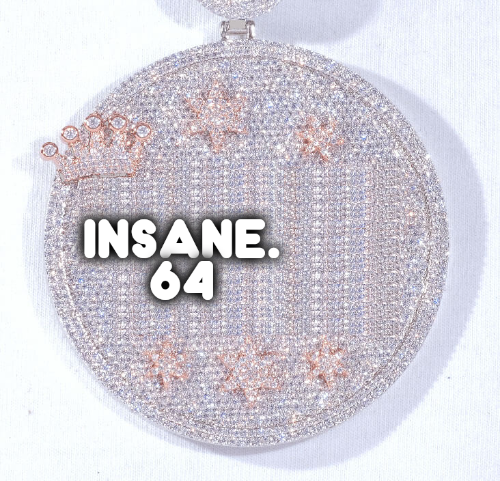 CUSTOM LETTER NECKLACE 3D BIG CROWN DISC