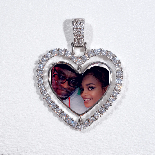 3D Spinning 2-Faced Heart Custom Picture Pendant
