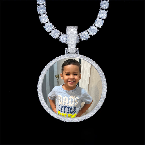 925S & VVS Moissanite 3D Circle Custom Picture Pendant