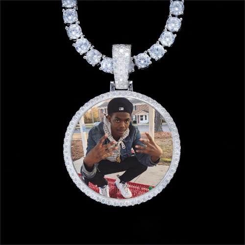 925S & VVS Moissanite 3D Circle Custom Picture Pendant