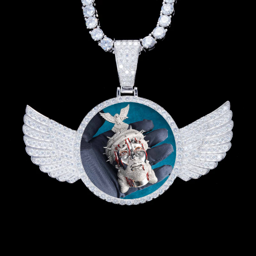 925S & VVS Moissanite 3D Wing Custom Picture Pendant