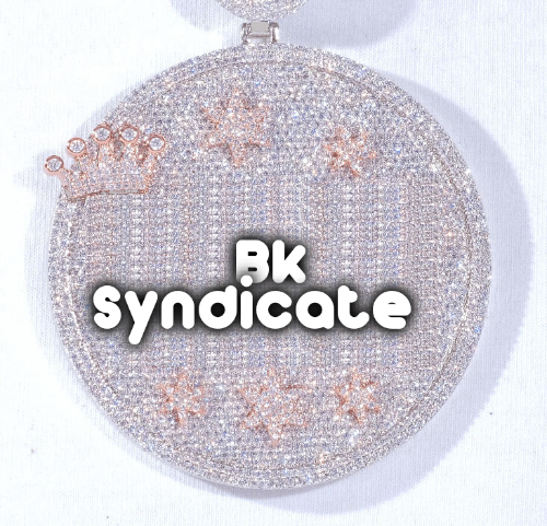 CUSTOM LETTER NECKLACE 3D BIG CROWN DISC