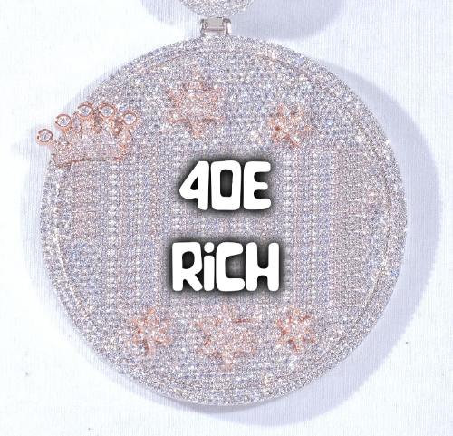 CUSTOM LETTER NECKLACE 3D BIG CROWN DISC