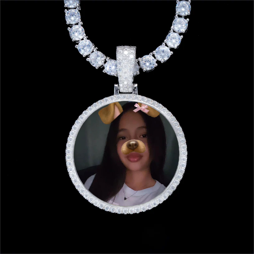 925S & VVS Moissanite 3D Circle Custom Picture Pendant
