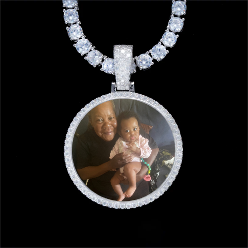 925S & VVS Moissanite 3D Circle Custom Picture Pendant