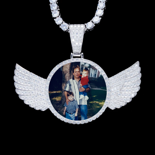 925S & VVS Moissanite 3D Wing Custom Picture Pendant