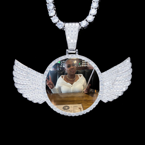 925S & VVS Moissanite 3D Wing Custom Picture Pendant