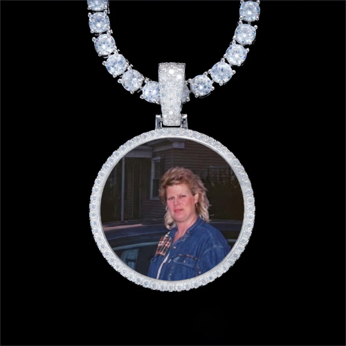 925S & VVS Moissanite 3D Circle Custom Picture Pendant