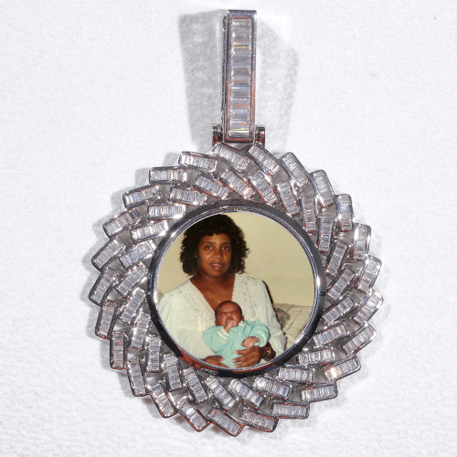 Large 3D Baguette Custom Picture Pendant