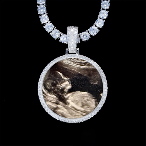 925S & VVS Moissanite 3D Circle Custom Picture Pendant
